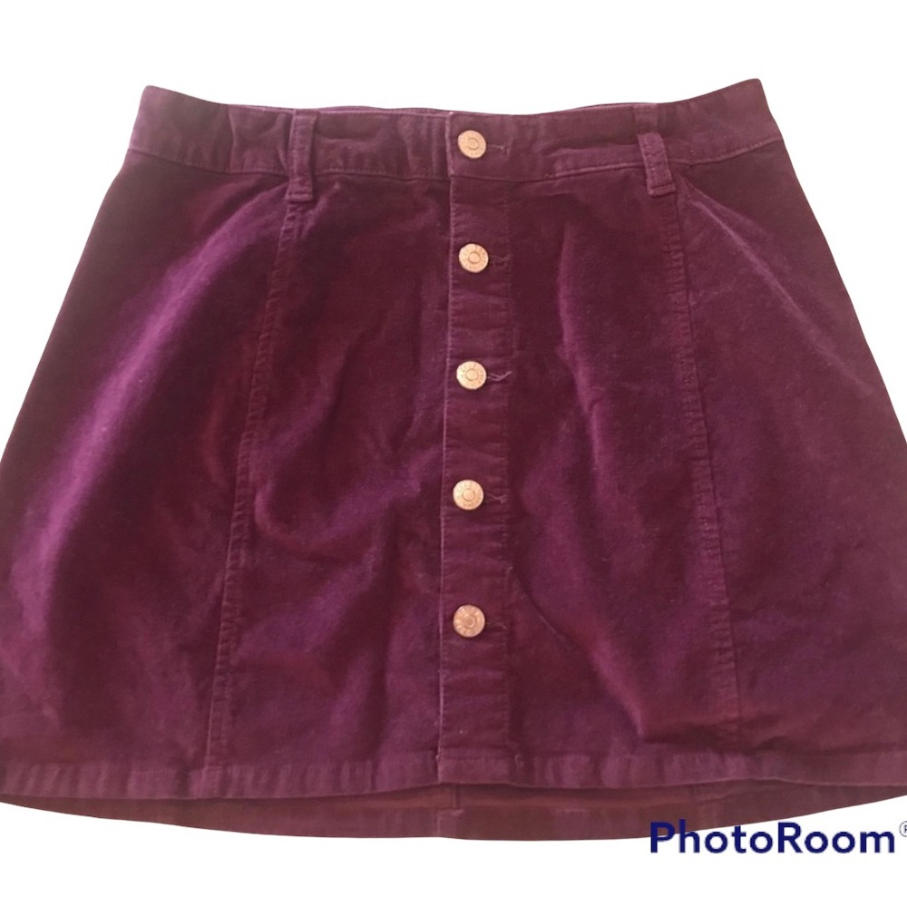 Celebrity Pink Mini Skirt Burgundy Wine Short 5/27 Button Front Corduroy Juniors